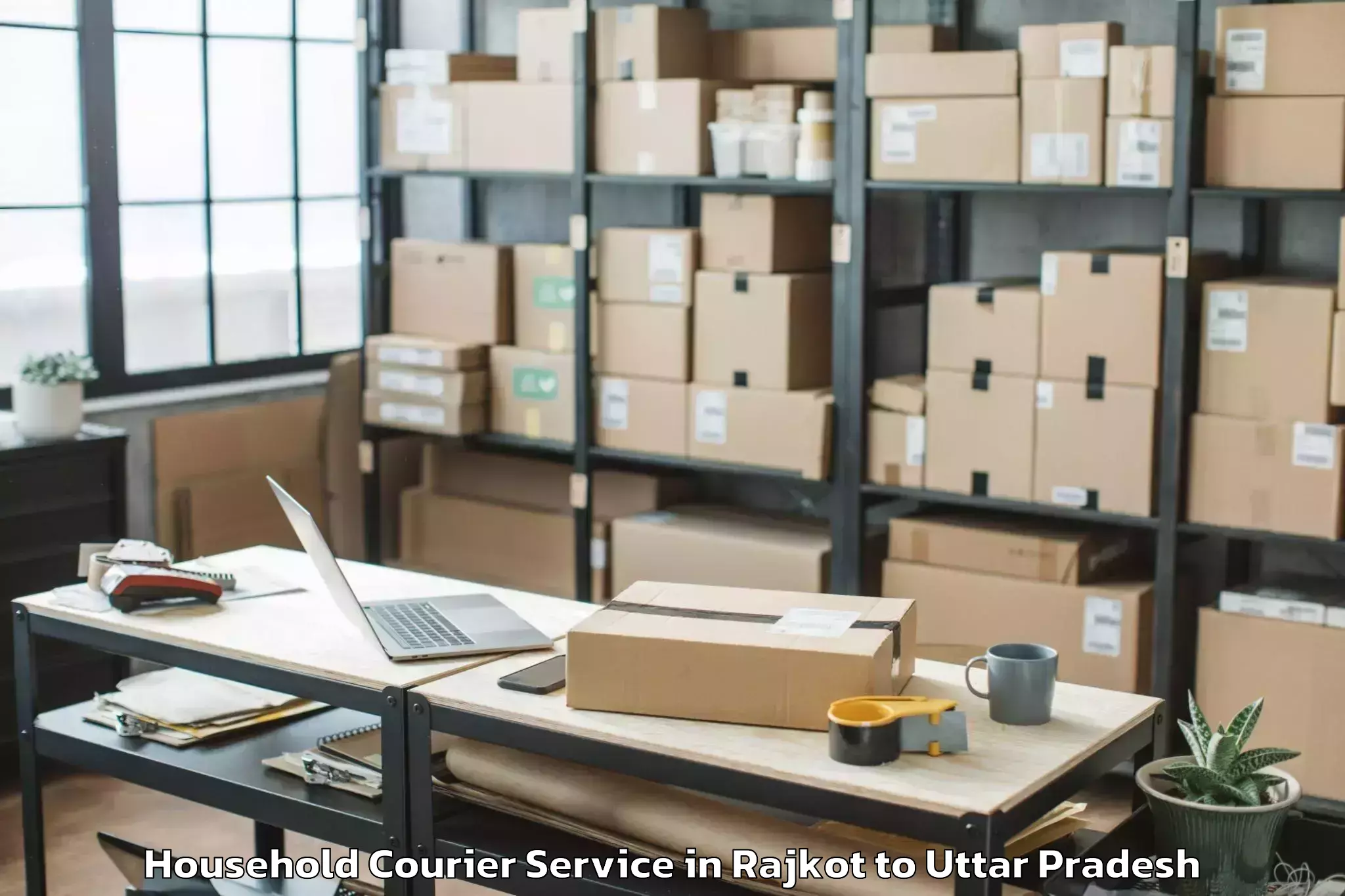 Top Rajkot to Ganj Muradabad Household Courier Available